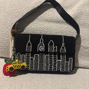 New York City skyline hand beaded purse